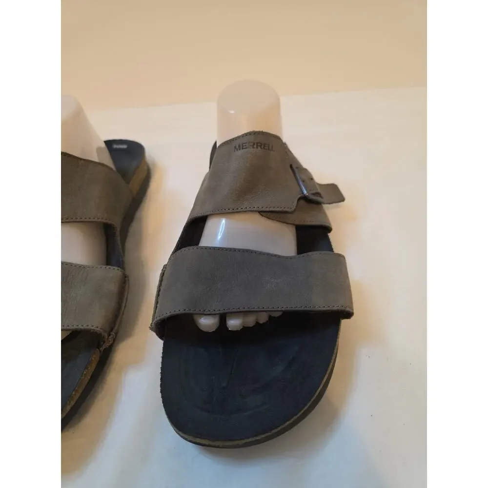 Merrell Mens Size 14 Granite Nubuck Leather Sandals Slides
